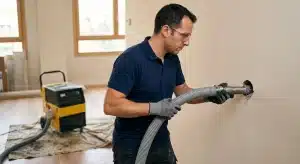 Inyección directa de aislamiento térmico de lana de roca en el interior de una cámara de aire sin obras por Construcciones Leber.