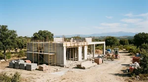 Construcción de una casa desde cero en la sierra de Madrid, estructura y cimentación en obra